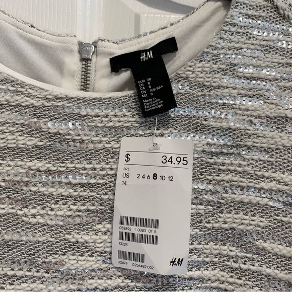 H&M Dress Gray and White with Silver Sequins - Picture 4 of 7